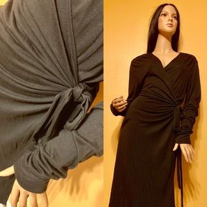 Old Navy Black knit wrap dress